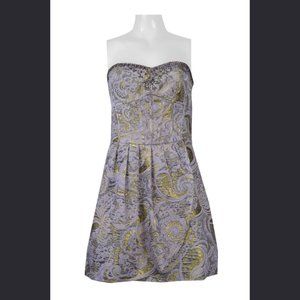 Strapless Pleated Crossed Tie Back Embellis